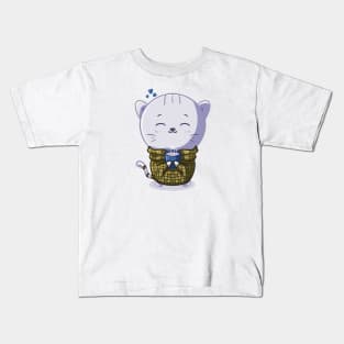 Kawaii cat and warm coffee Kids T-Shirt